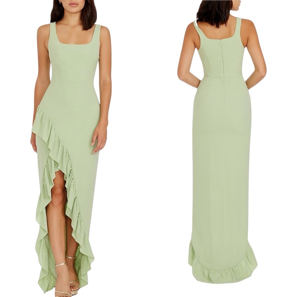 Dress The Population Charlene Cascading Ruffle Side Slit Gown Size XL NWOT